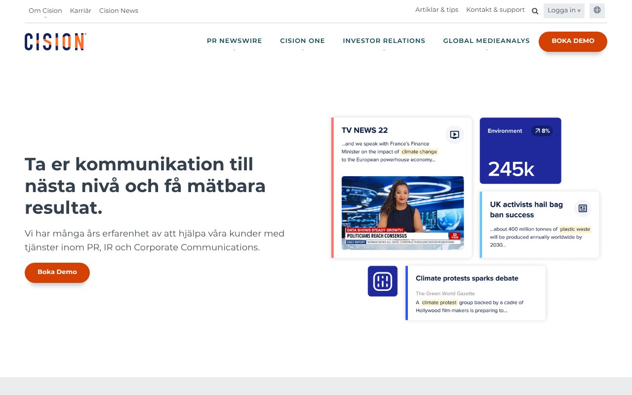 Screenshot of cision.se
