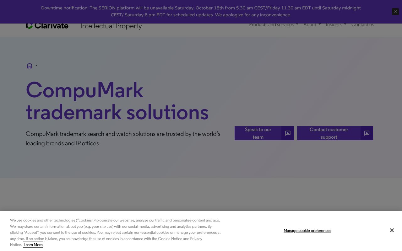 Screenshot of clarivate.com