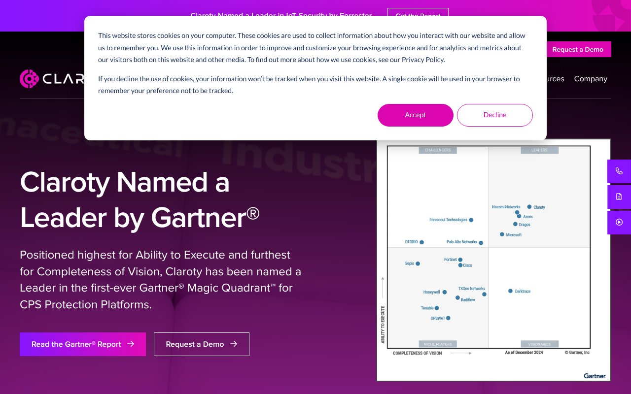 Screenshot of claroty.com