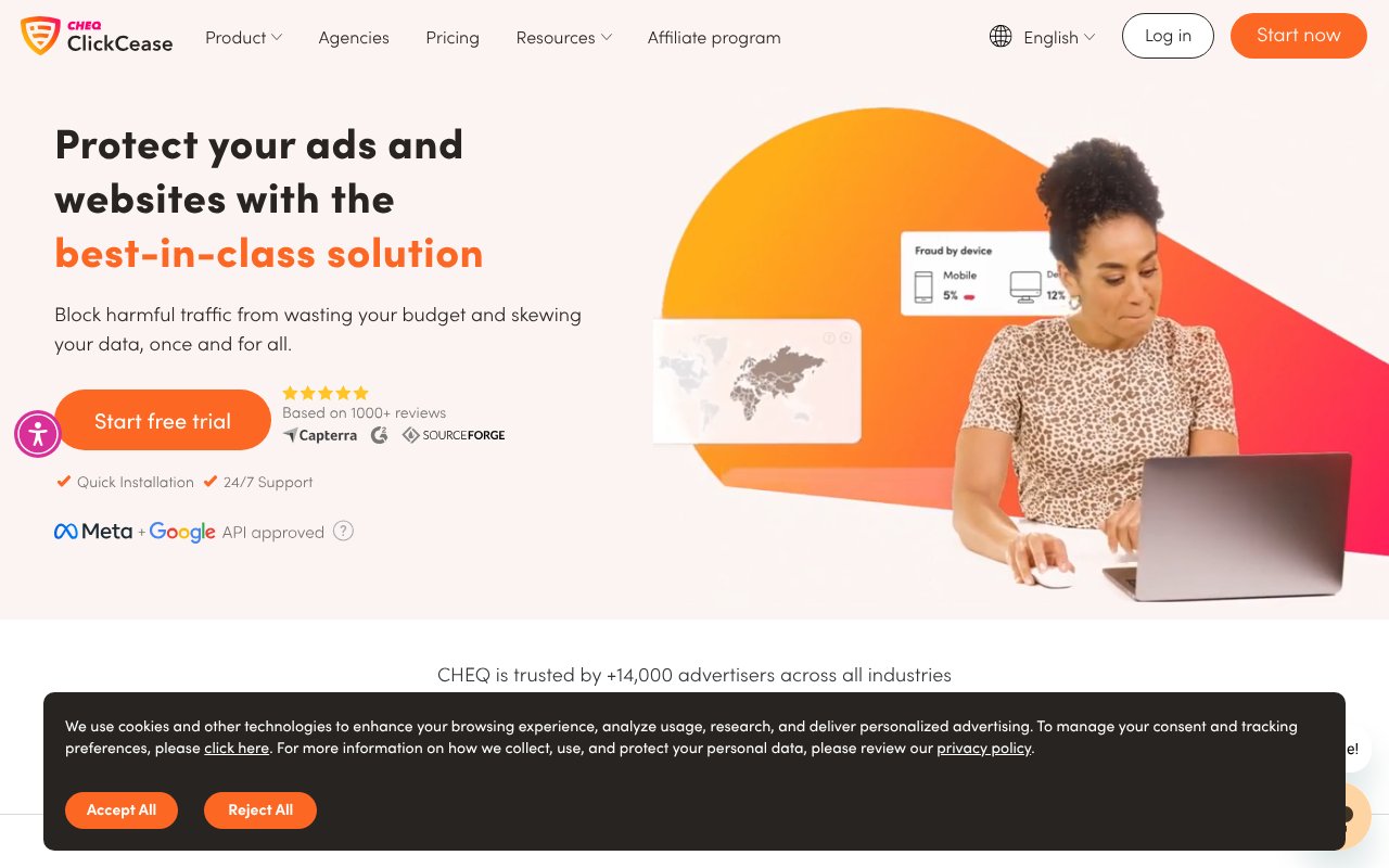 Screenshot of clickcease.com