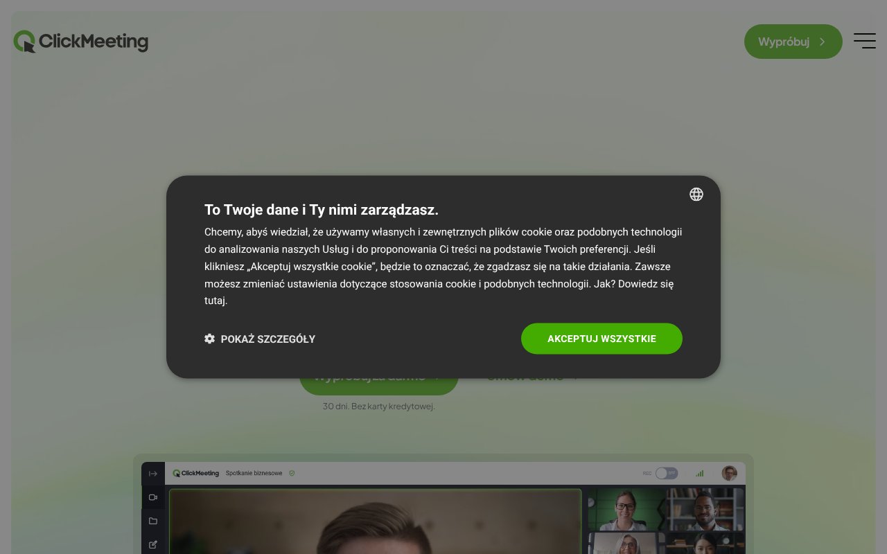 Screenshot of clickmeeting.com