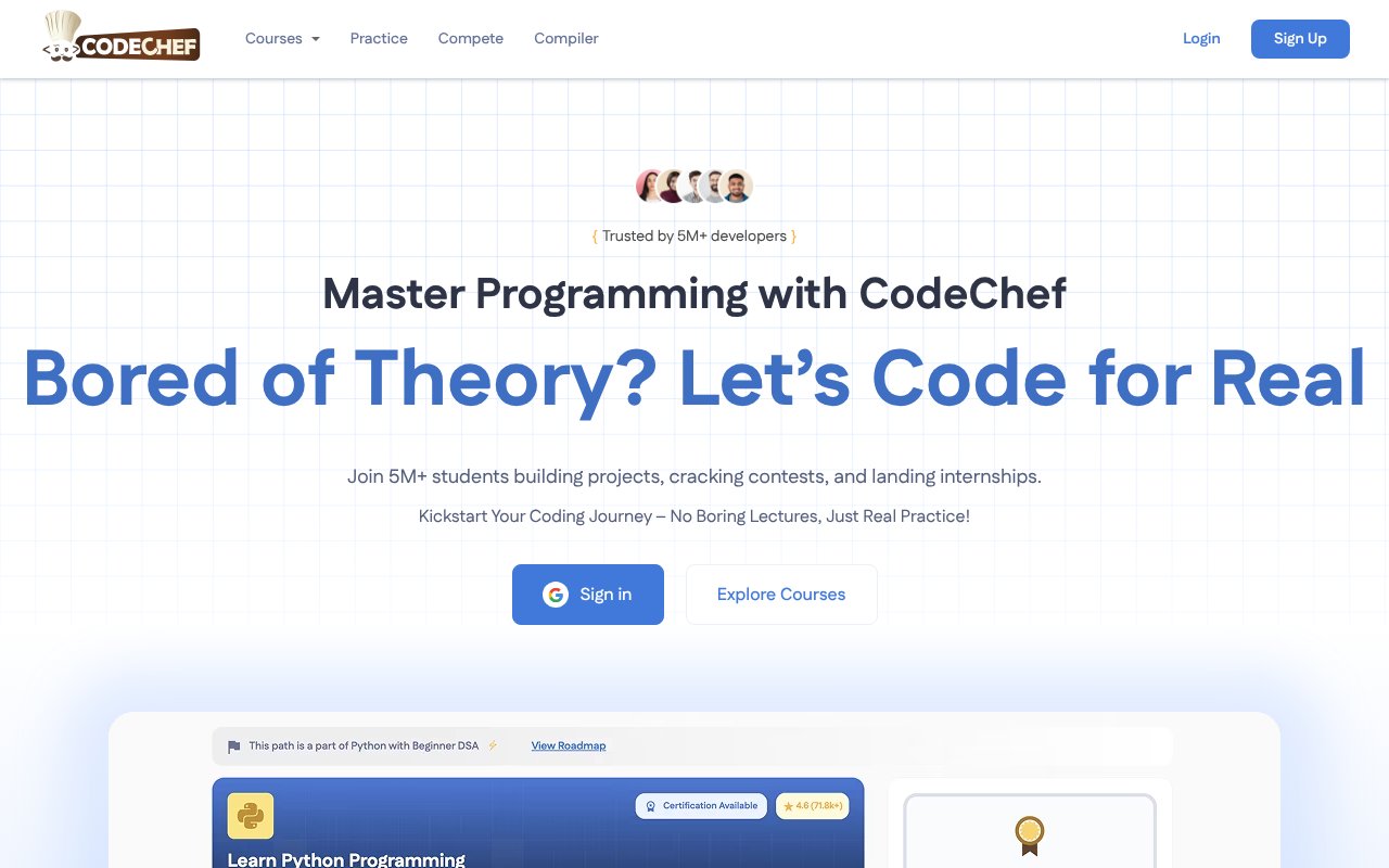 Screenshot of codechef.com