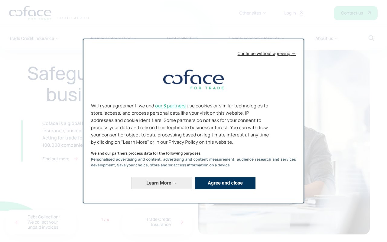 Screenshot of coface.co.za