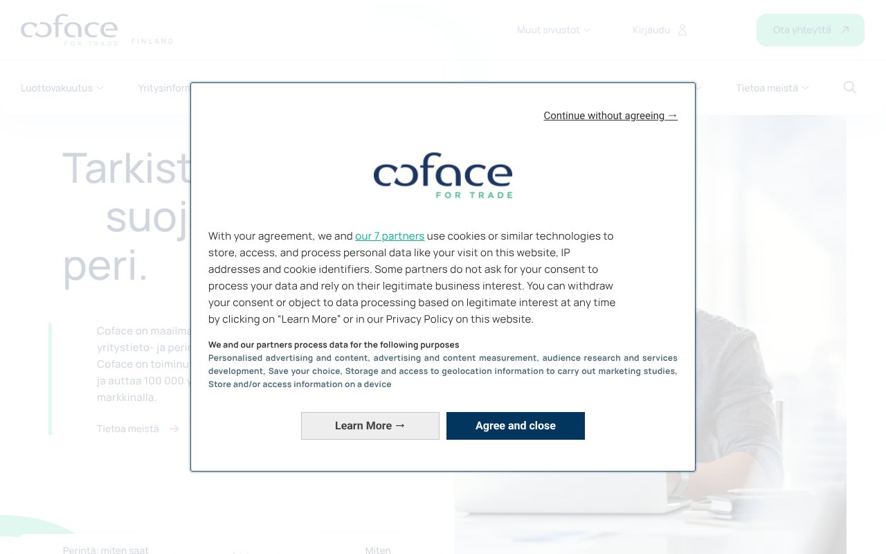 Screenshot of coface.fi