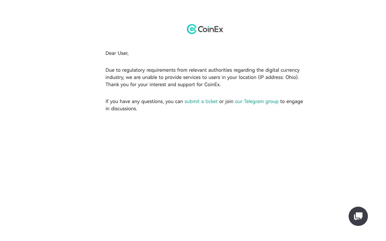 Screenshot of coinex.com