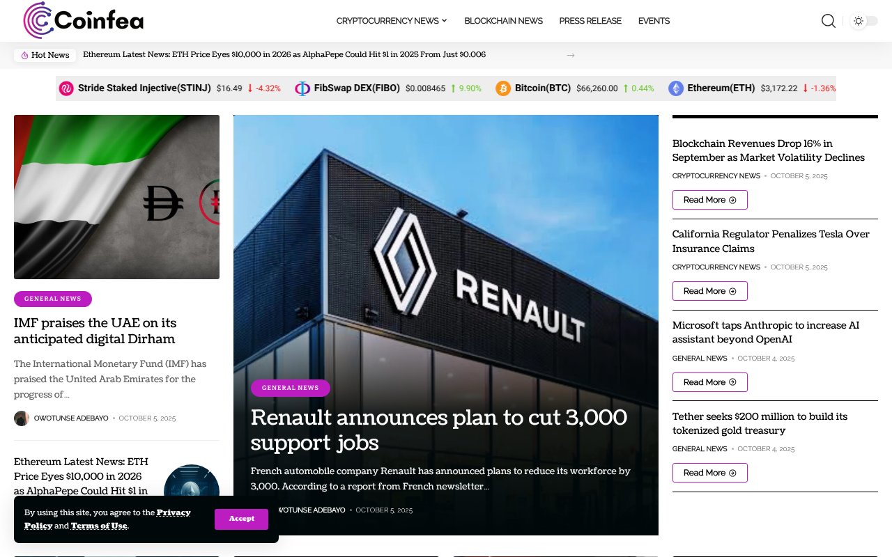 Screenshot of coinfea.com