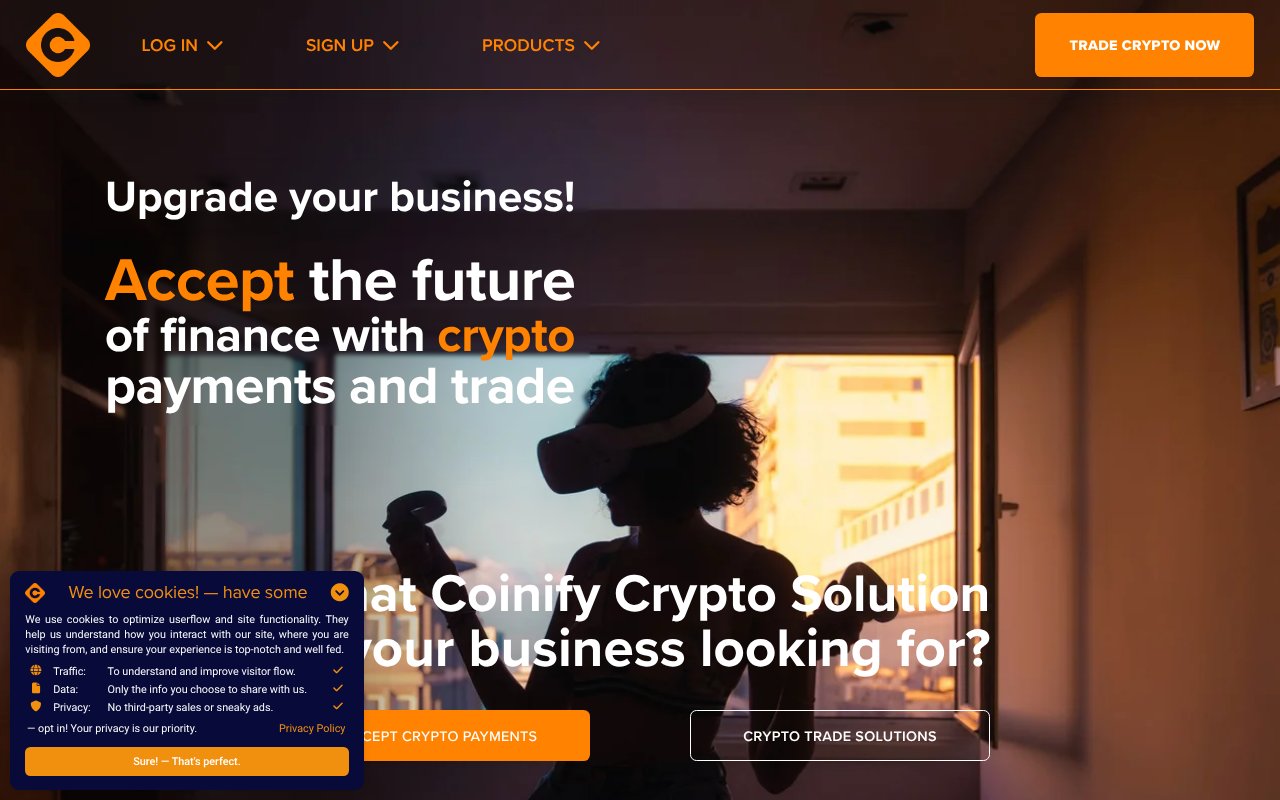Screenshot of coinify.com