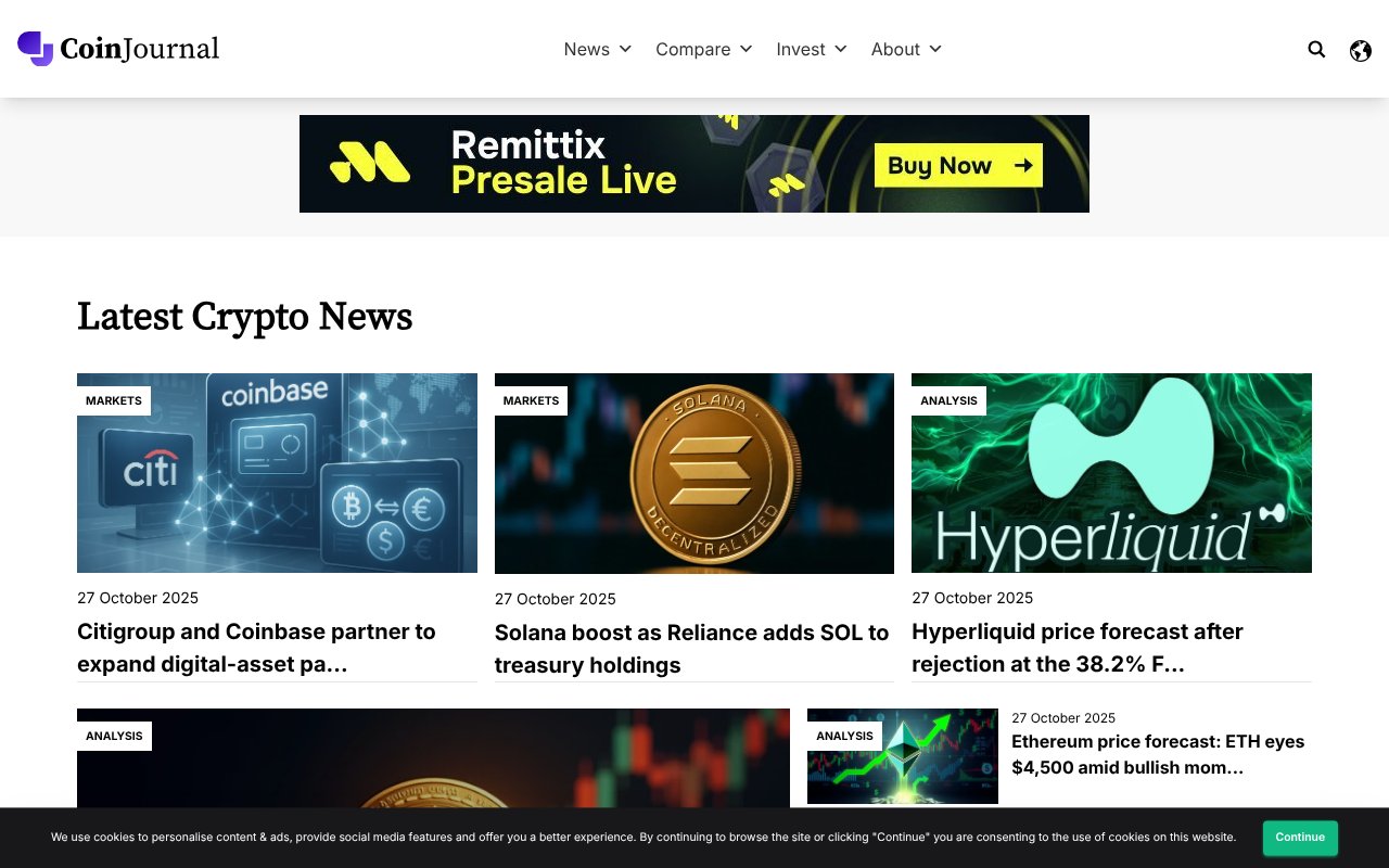 Screenshot of coinjournal.net
