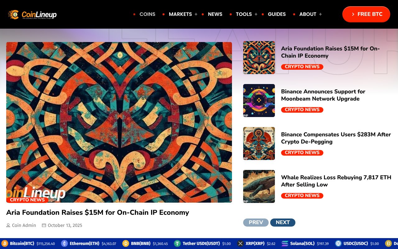 Screenshot of coinlineup.com