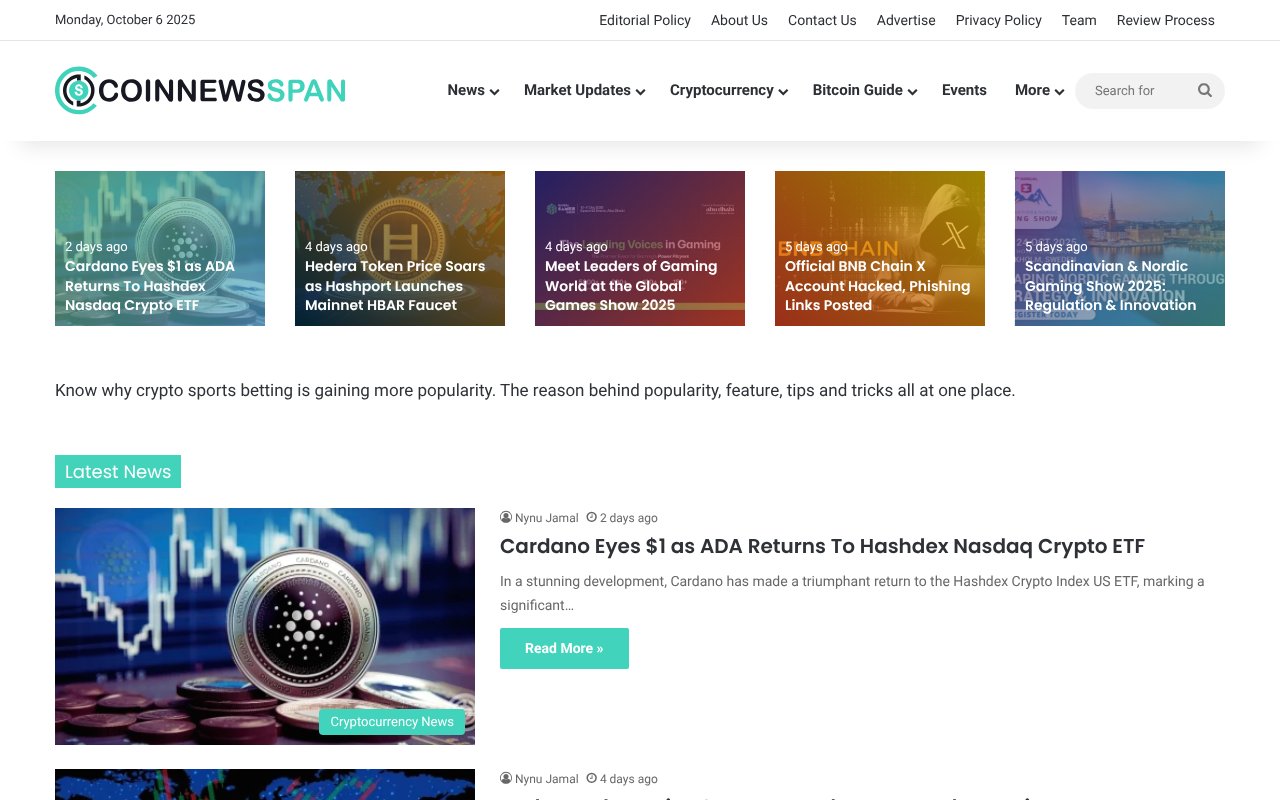 Screenshot of coinnewsspan.com