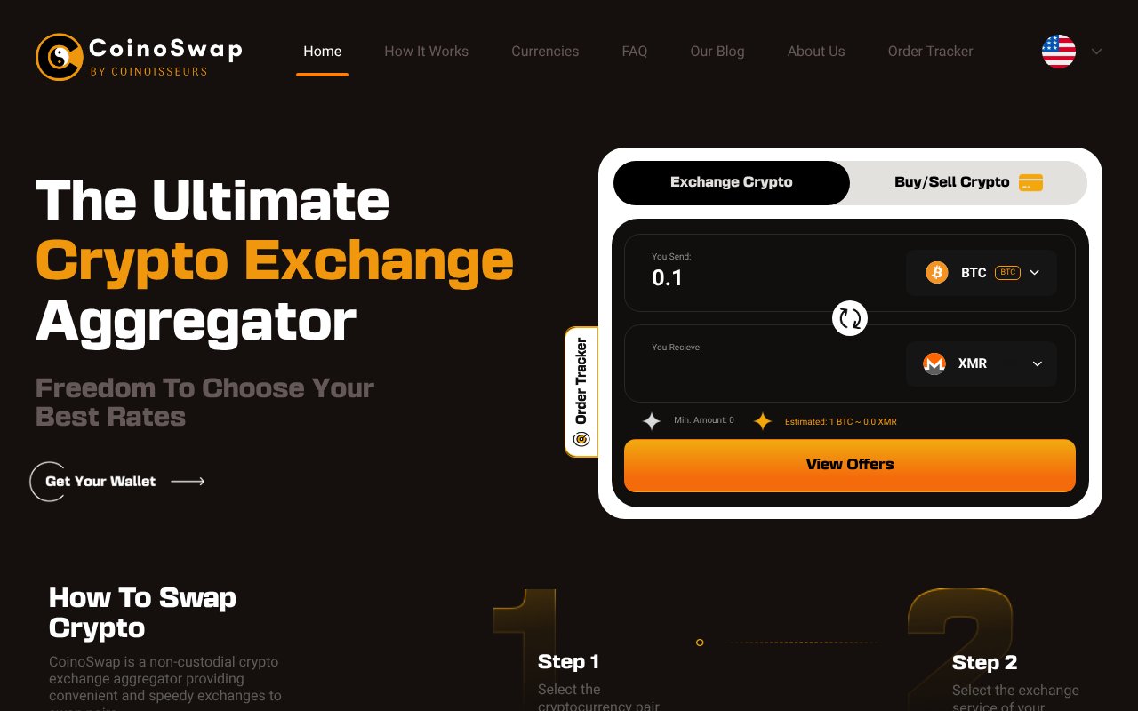 Screenshot of coinoswap.com