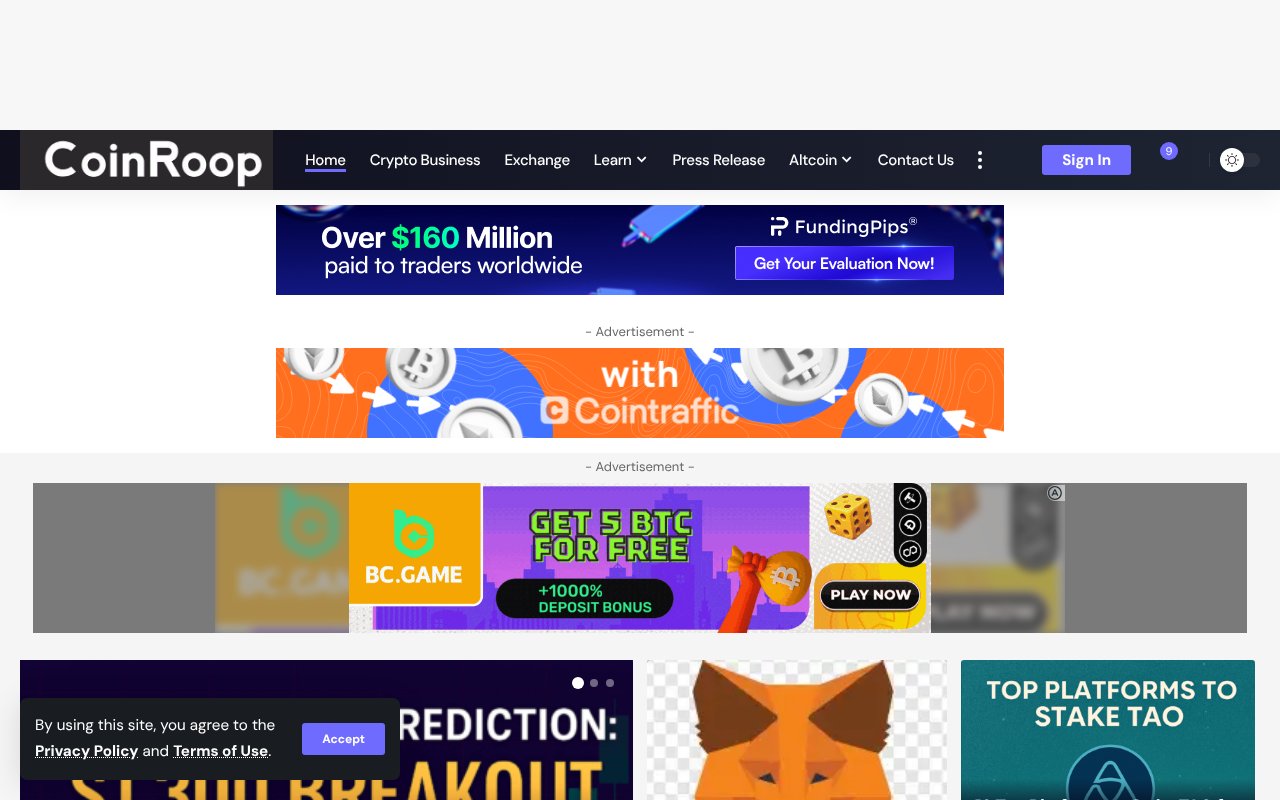 Screenshot of coinroop.com