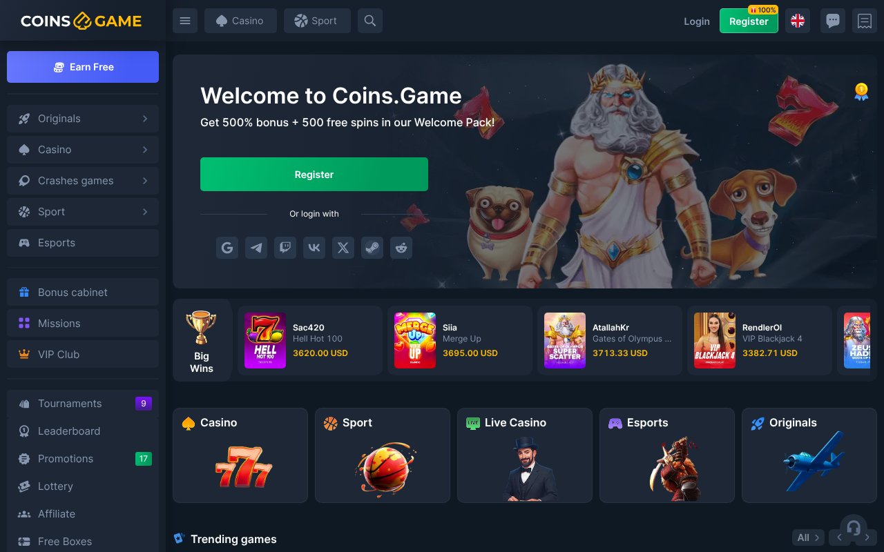 Screenshot of coins.game