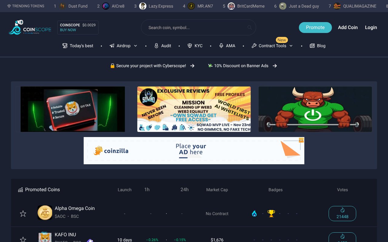 Screenshot of coinscope.co