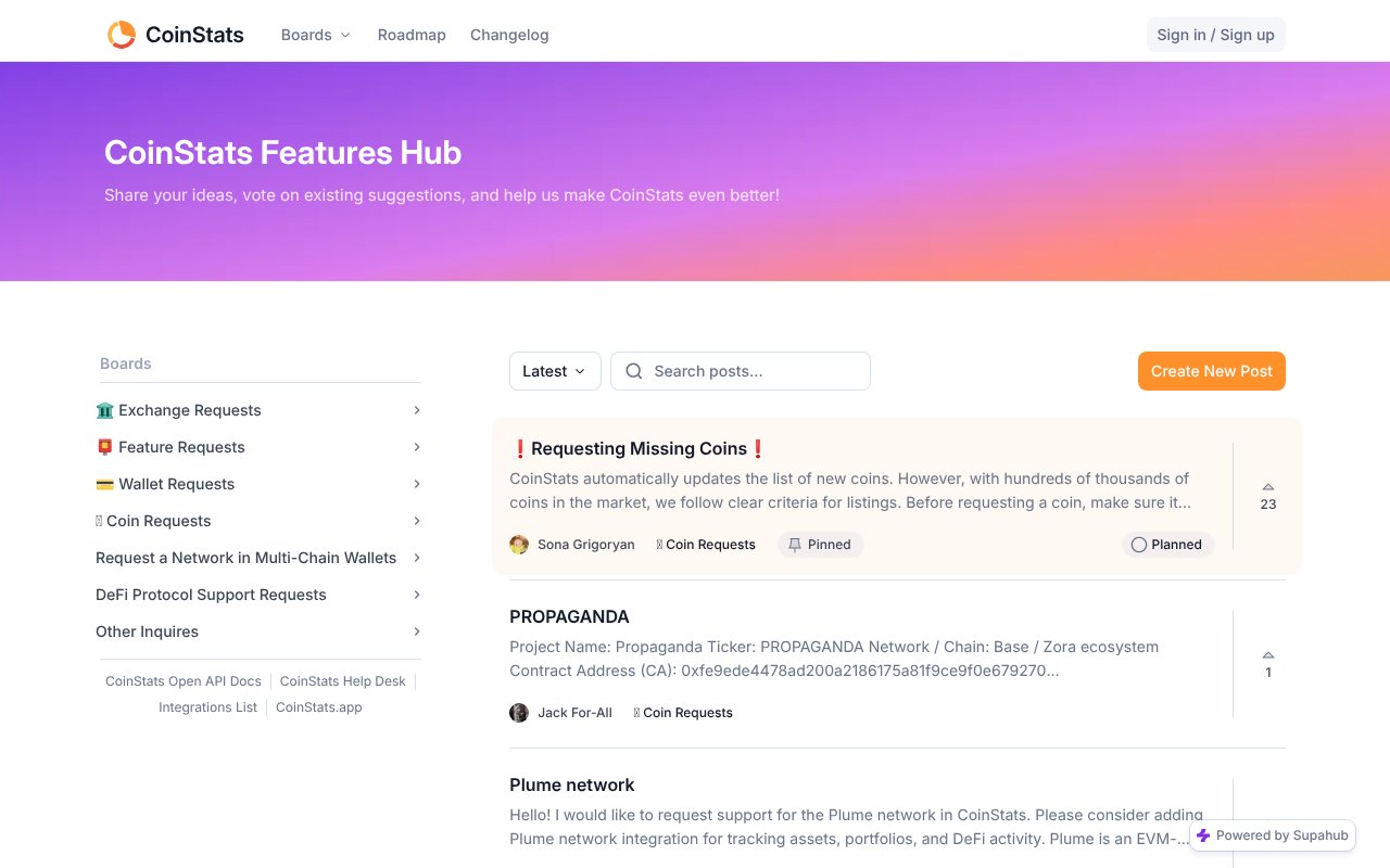 Screenshot of coinstats.app