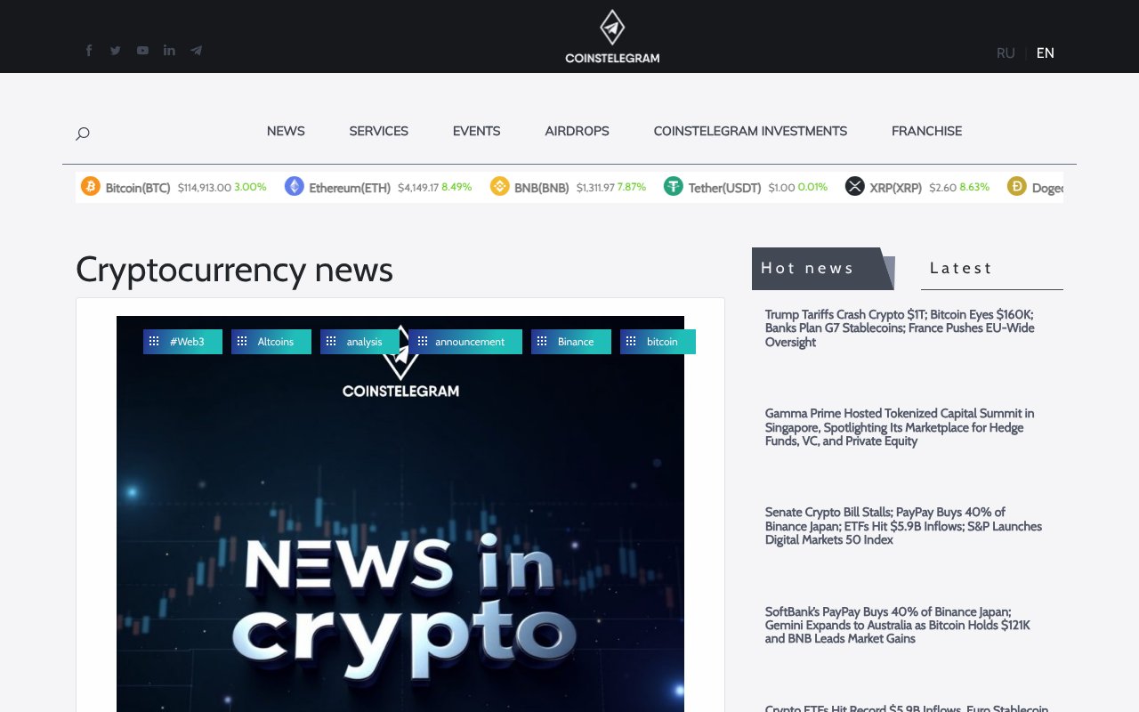 Screenshot of coinstelegram.com