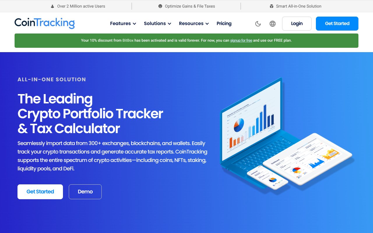 Screenshot of cointracking.info