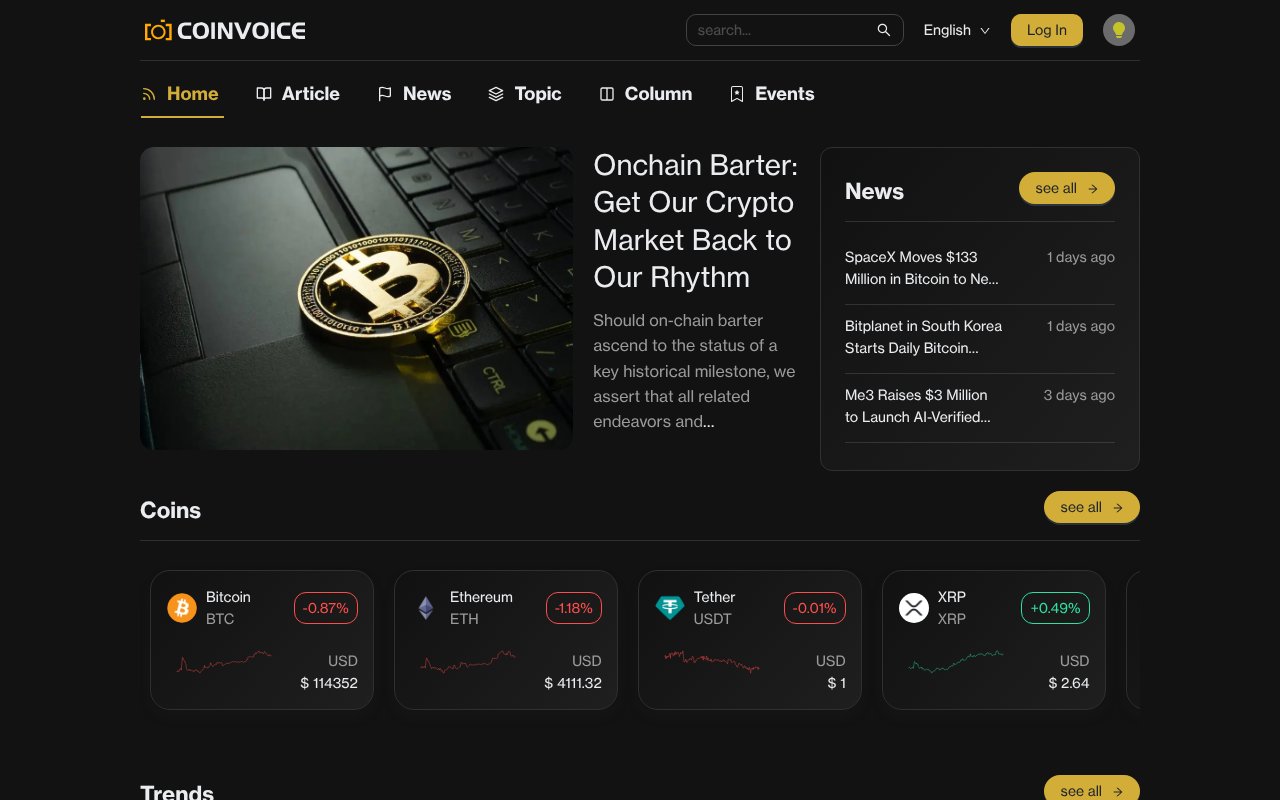 Screenshot of coinvoice.net