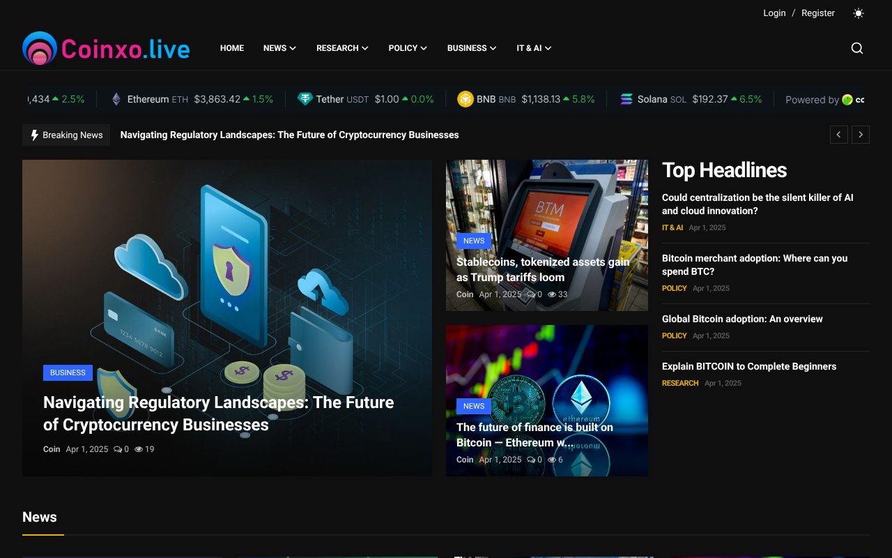 Screenshot of coinxo.live