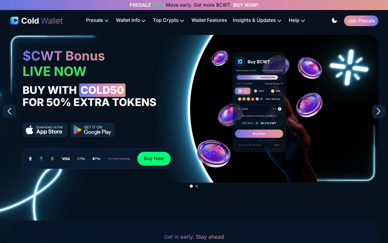 Screenshot of coldwallet.com