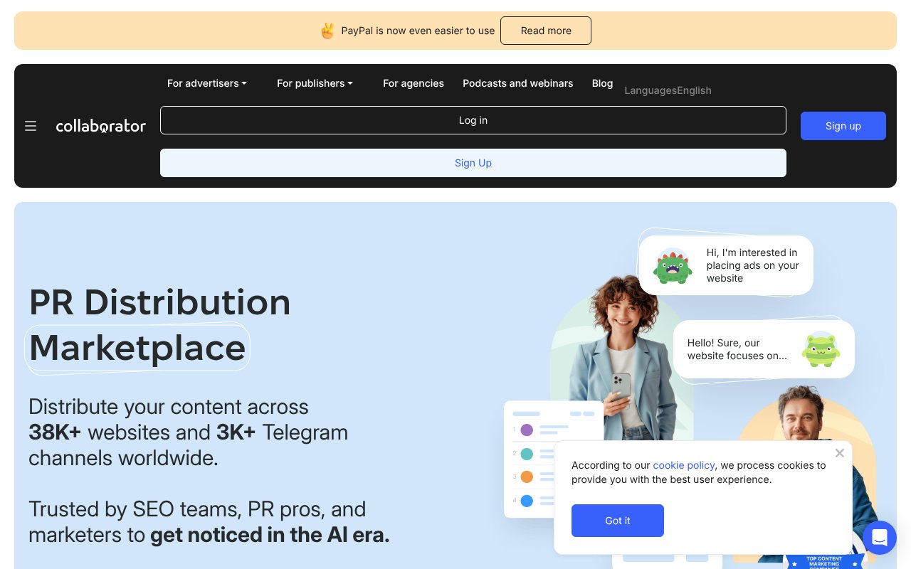 Screenshot of collaborator.pro