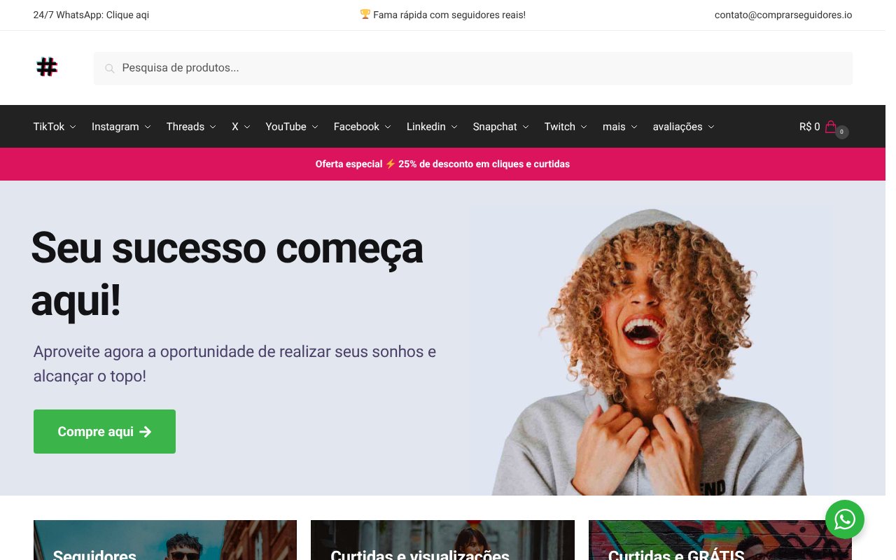 Screenshot of comprarseguidores.io