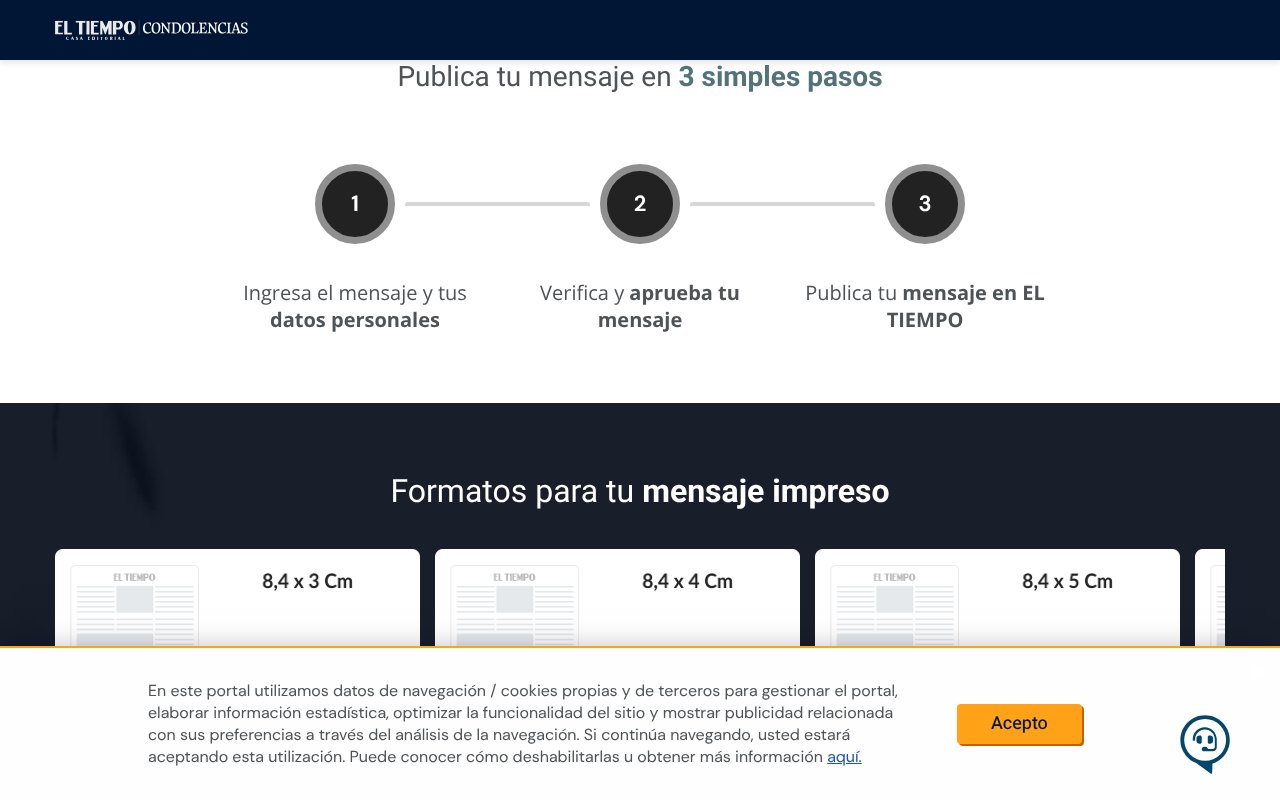 Screenshot of condolenciaseltiempo.com