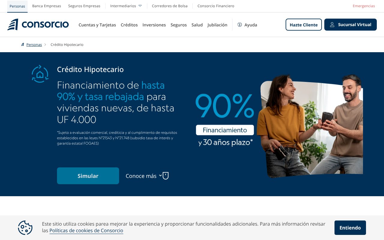 Screenshot of consorcio.cl