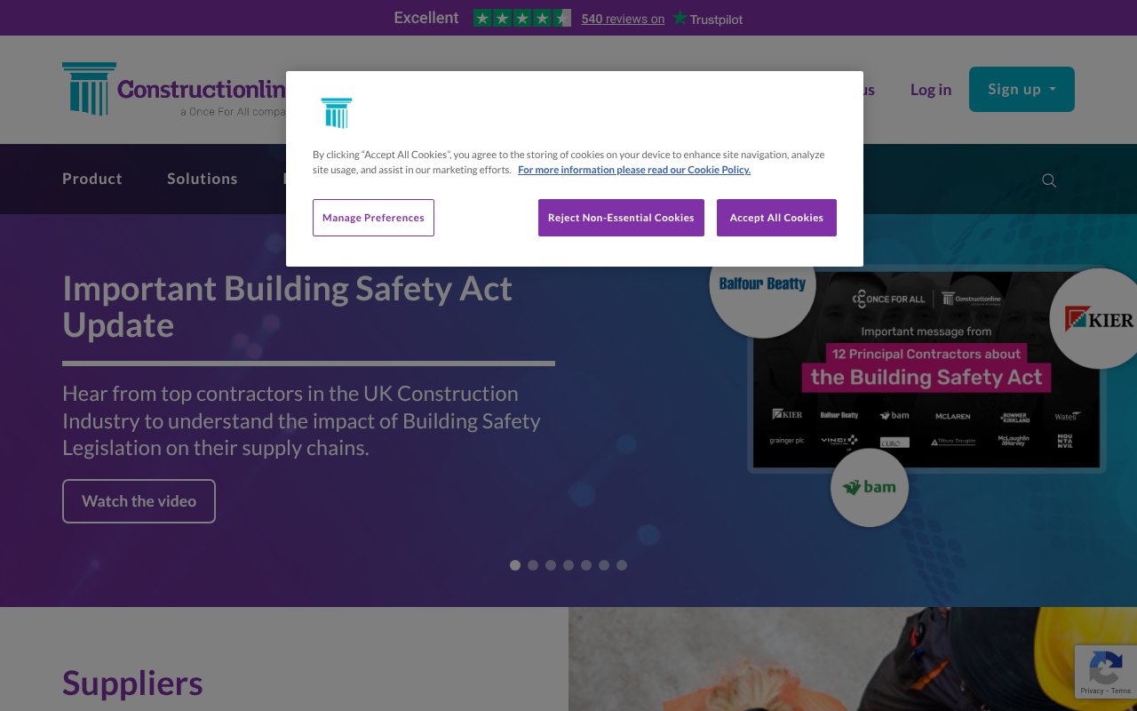 Screenshot of constructionline.co.uk