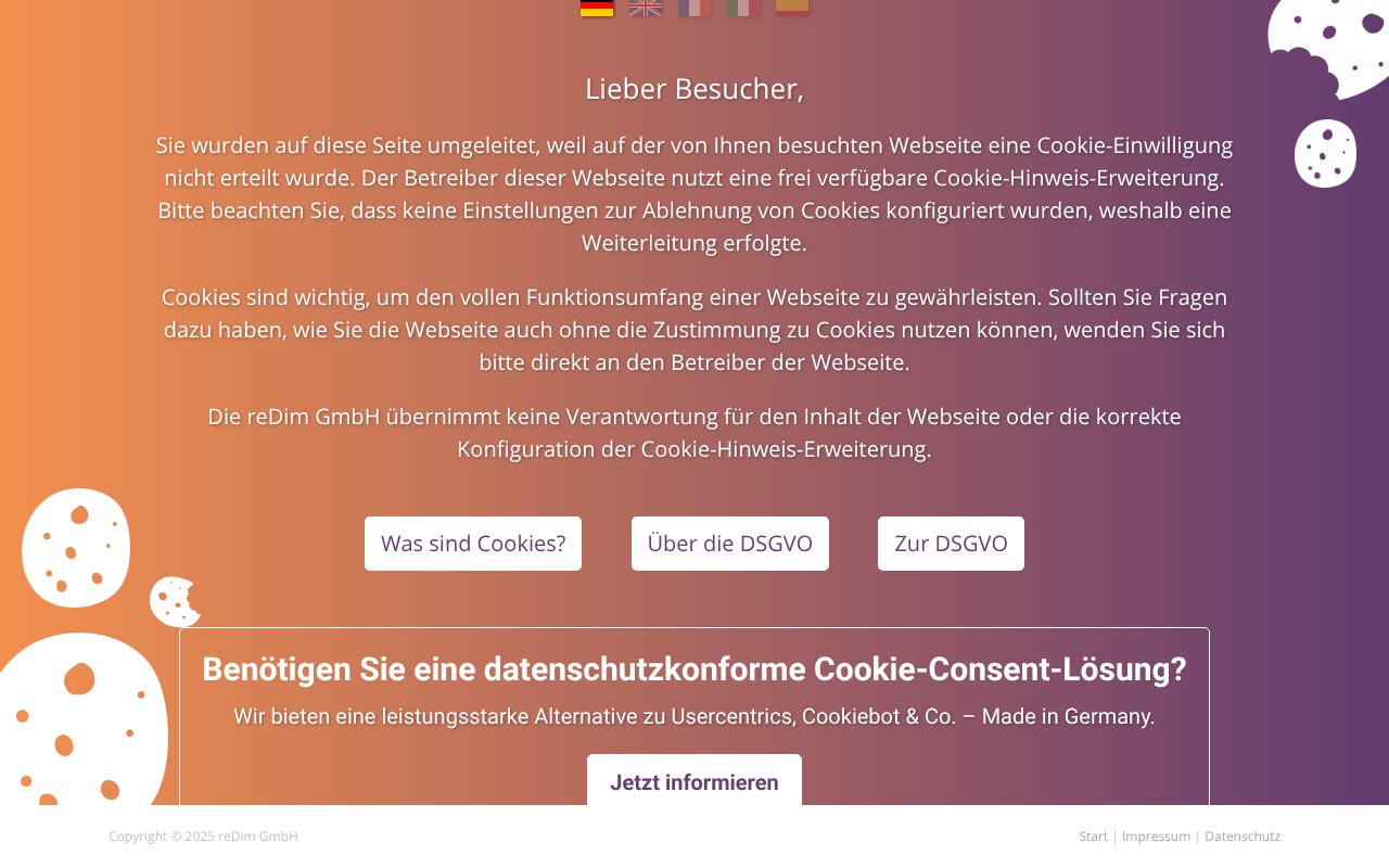 Screenshot of cookieinfo.org