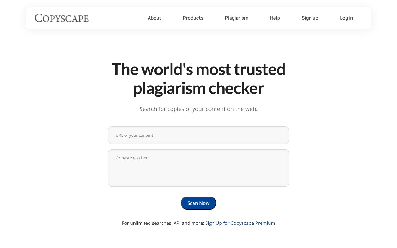 Screenshot of copyscape.com