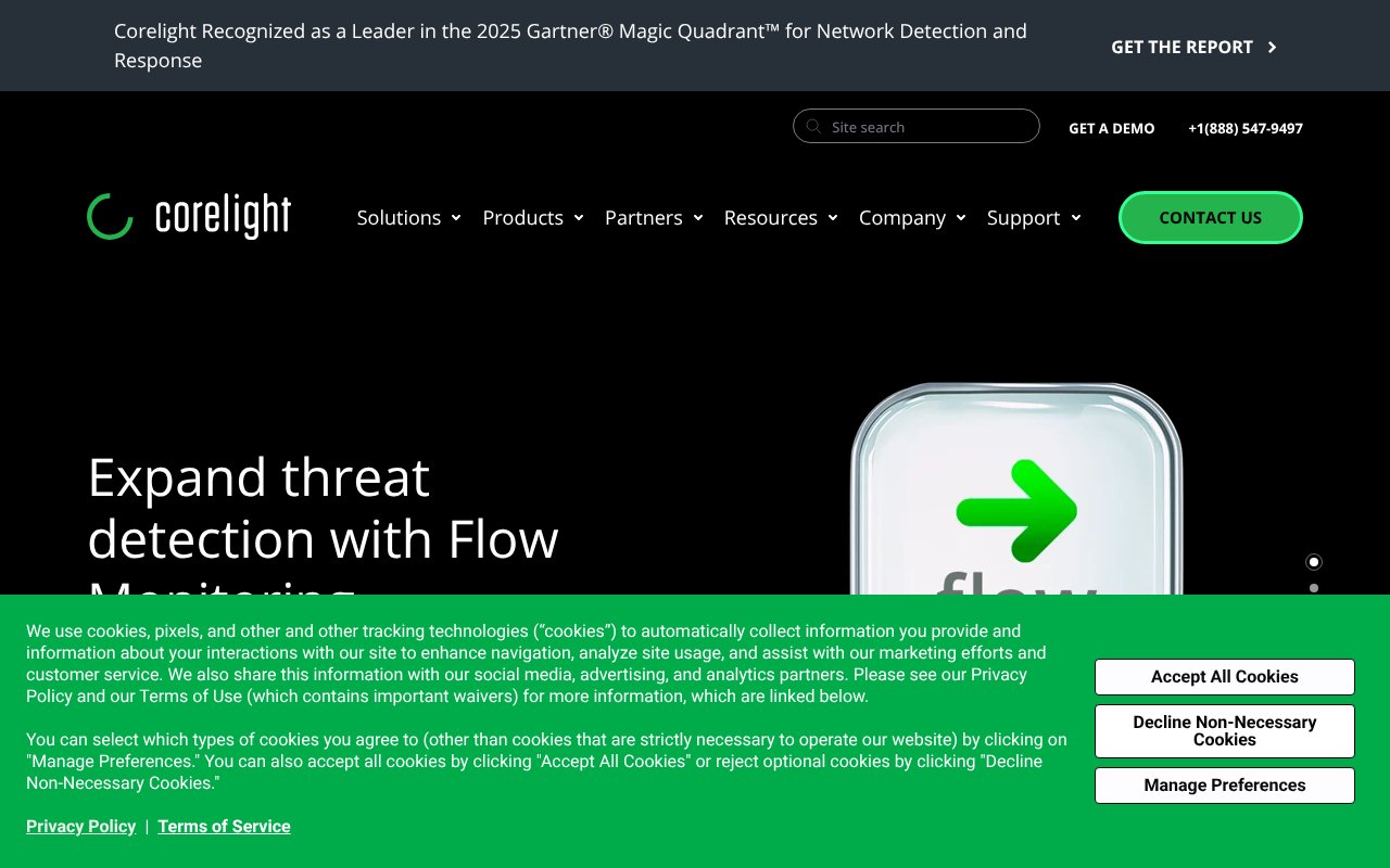 Screenshot of corelight.com