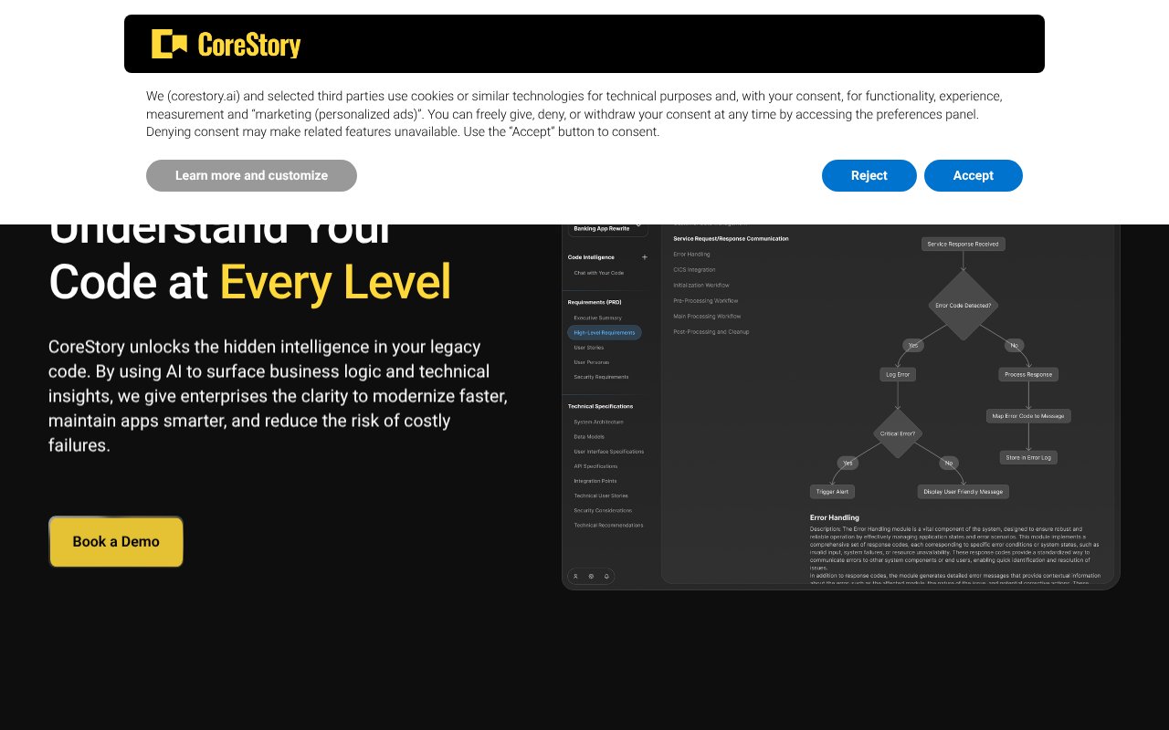 Screenshot of corestory.ai
