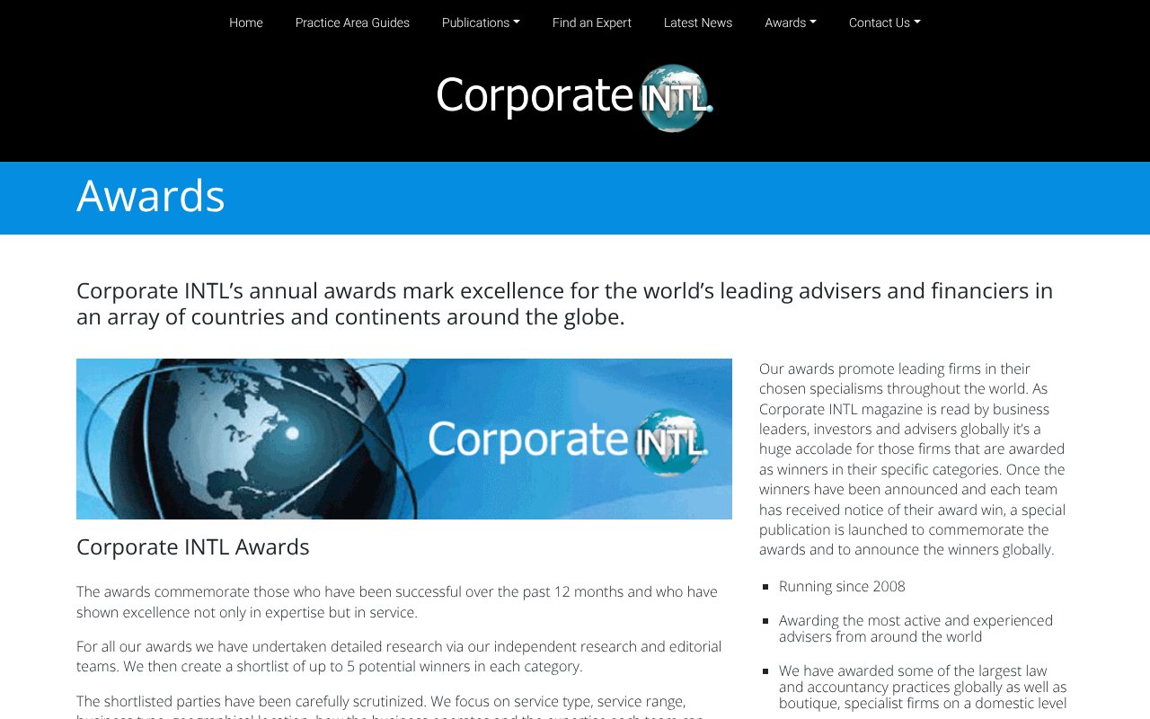 Screenshot of corp-intl.com