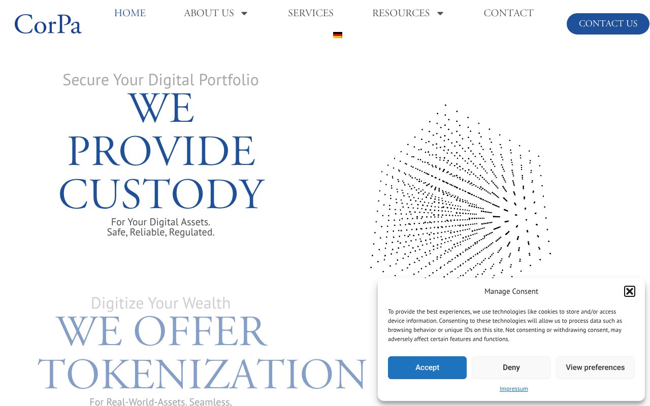 Screenshot of corpablockchain.com