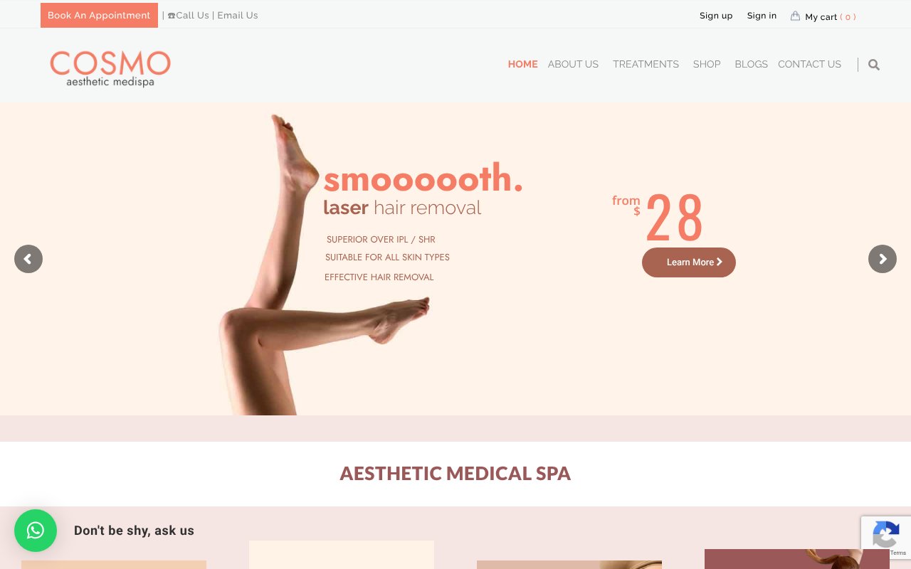 Screenshot of cosmomedicalspa.sg