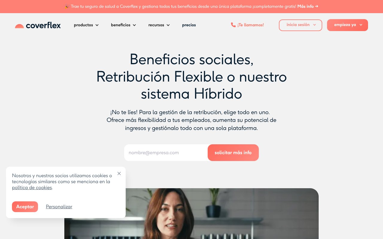 Screenshot of coverflex.com