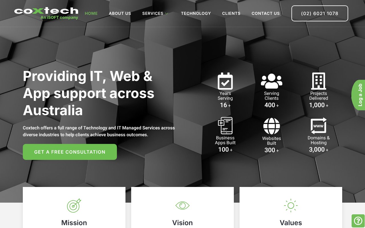 Screenshot of coxtech.com