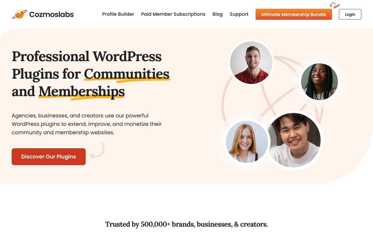 Screenshot of cozmoslabs.com