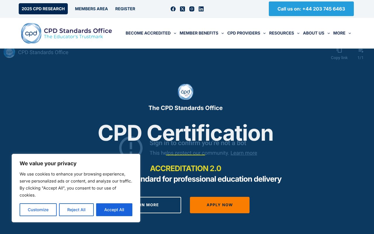 Screenshot of cpdstandards.com
