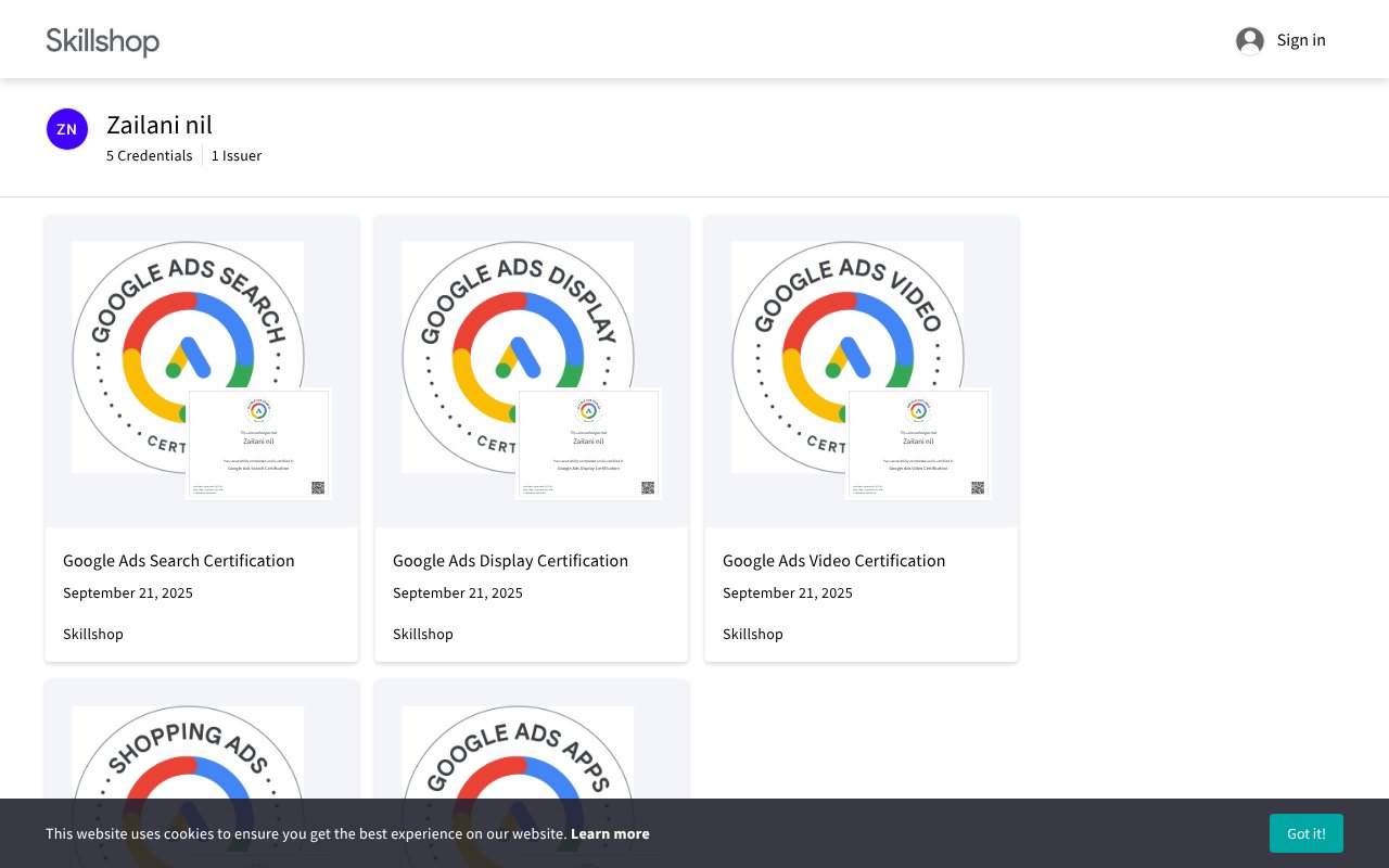 Screenshot of credential.net