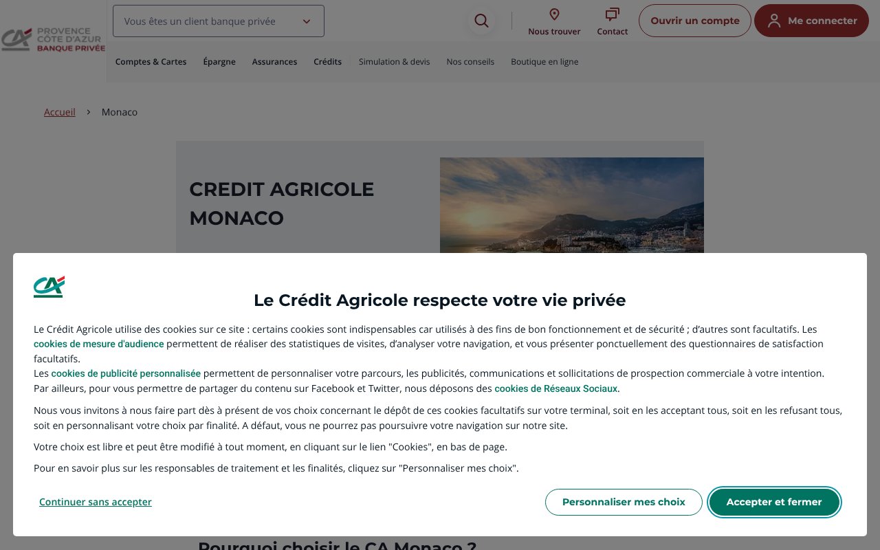 Screenshot of credit-agricole.fr