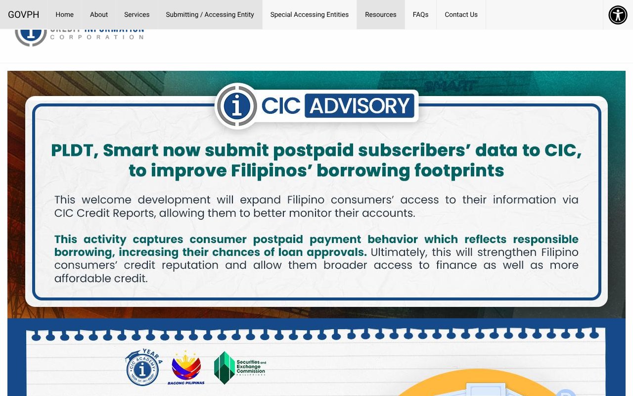 Screenshot of creditinfo.gov.ph