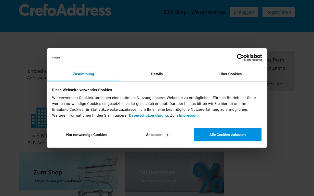 Screenshot of crefoaddress.de