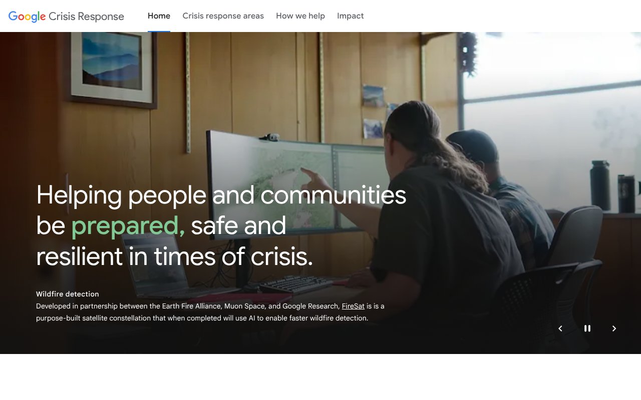 Screenshot of crisisresponse.google