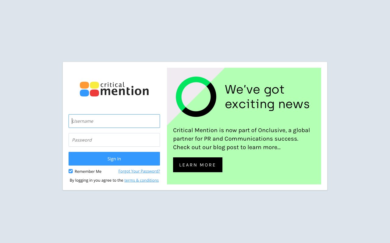 Screenshot of criticalmention.com