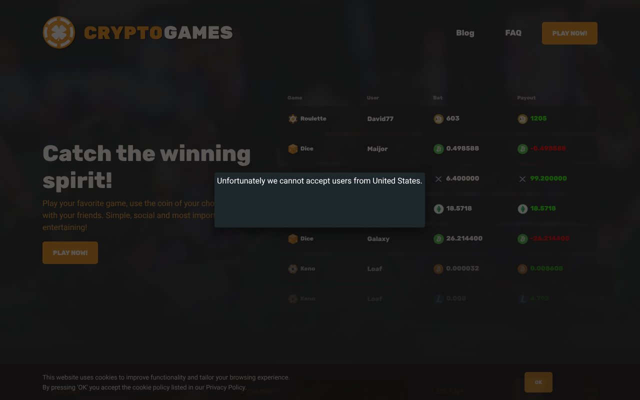Screenshot of crypto.games