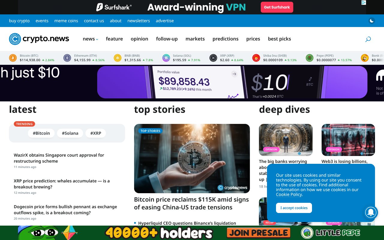 Screenshot of crypto.news