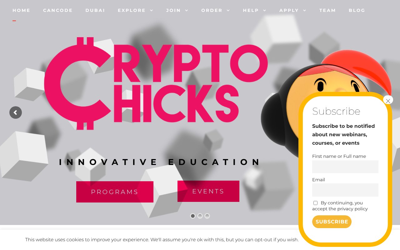 Screenshot of cryptochicks.ca