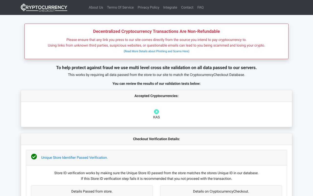 Screenshot of cryptocurrencycheckout.com